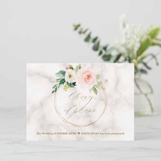 ピンク赤面フローラ結婚金ゴールドの計画の変更 セーブザデート (スタンド正面)