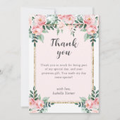 ピンク赤面フローラ誕生日 サンキューカード (正面)