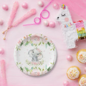 ピンク赤面フローラ象誕生日ベビーシャワー ペーパープレート (パーティー)