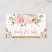 ピンク赤面フローラ赤ちゃんシャワー少女が本を持ってくる エンクロージャーカード (裏面)