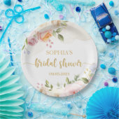 ピンク赤面フローラ金ゴールドブライダルシャワー ペーパープレート (パーティー)