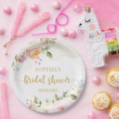 ピンク赤面フローラ金ゴールドブライダルシャワー ペーパープレート (パーティー)