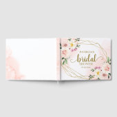 ピンク赤面フローラ金ゴールド幾何学的ブライダルシャワー ゲストブック (全面)