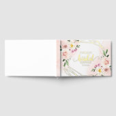 ピンク赤面フローラ金ゴールド幾何学的ブライダルシャワー ゲストブック (全面)