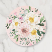 ピンク赤面フローラ金ゴールド幾何学的ブライダルシャワー フェイバータグ (裏面)