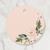 ピンク赤面フローラ金ゴールド幾何学的ブライダルシャワー フェイバータグ (裏面)