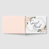 ピンク赤面フローラ金ゴールド幾何結婚図形 ゲストブック (全面)