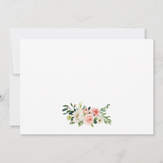 ピンク赤面フローラ金ゴールド感謝していブライダルシャワー 招待状 (裏面)