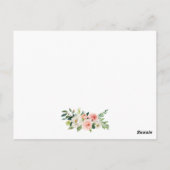 ピンク赤面フローラ金ゴールド結婚の詳細挿入カード ポストカード (裏面)