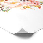 ピンク赤面フローラ金ゴールド結婚フレームの座席表 ポスター (角)