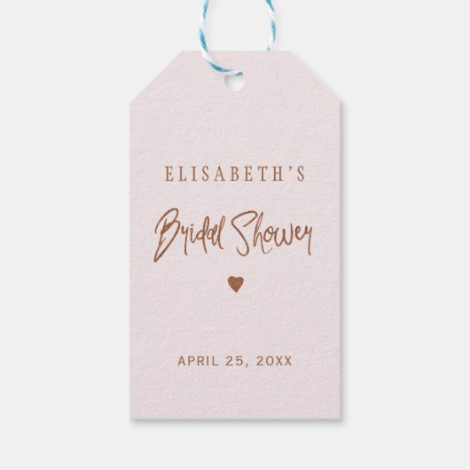ピンク赤面フローラ銅ブライダルシャワー感謝していユー ギフトタグ (裏面)