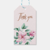 ピンク赤面フローラ銅ブライダルシャワー感謝していユー ギフトタグ (正面)