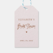 ピンク赤面フローラ銅ブライダルシャワー感謝していユー ギフトタグ (裏面)