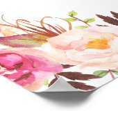 ピンク赤面フローラ〔雄ジカの〕枝角ウェディングカード&ギフト ポスター (角)