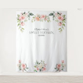 ピンク赤面フローラSweet sixteenフォトプロップ タペストリー (正面)
