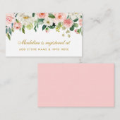 ピンク赤面ブライダルシャワー金ゴールドレジストリ挿入カード エンクロージャーカード (正面/裏面)