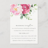 ピンク赤面ブルゴーニュバラウェディングレセプション エンクロージャーカード (正面)