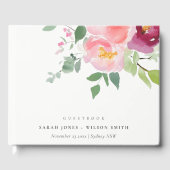 ピンク赤面ブルゴーニュバラウォーター結婚カラー ゲストブック (正面)