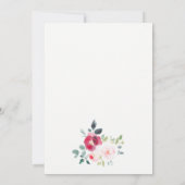 ピンク赤面ブルゴーニュバラウォーター結婚カラー サンキューカード (裏面)