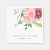 ピンク赤面ブルゴーニュバラウォーター結婚カラー スタンダードカクテルナプキン (正面)