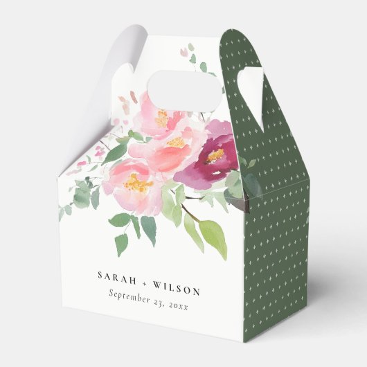 ピンク赤面ブルゴーニュバラウォーター結婚カラー フェイバーボックス (裏面サイド)