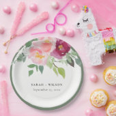 ピンク赤面ブルゴーニュバラウォーター結婚カラー ペーパープレート (パーティー)