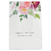 ピンク赤面ブルゴーニュバラウォーター結婚カラー ミディアムペーパーバッグ (裏面)