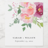 ピンク赤面ブルゴーニュバラウォーター結婚カラー ワインラベル (シングルラベル)