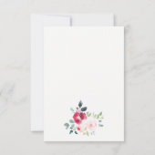 ピンク赤面ブルゴーニュバラウォーター結婚カラー 出欠カード (裏面)