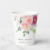 ピンク赤面ブルゴーニュバラウォーター結婚カラー 紙コップ (正面)