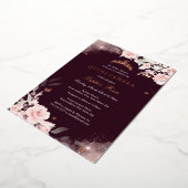 ピンク赤面ブルゴーニュバラバタフライキンセアニェラ 箔招待状 (回転した状態)