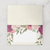 ピンク赤面ブルゴーニュフローラ結婚アイボリープレイスカード プレイスカード (外部開封)