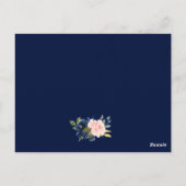 ピンク赤面ブルーフローラ結婚の詳細挿入カード ポストカード (裏面)