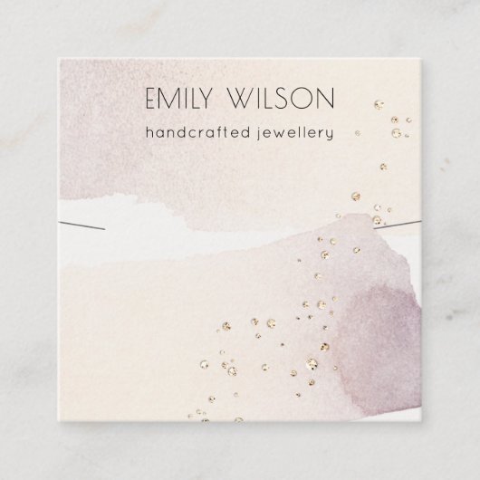 ピンク赤面ブルーベルフローラバンチネックレスディスプレイ スクエア名刺 (正面)