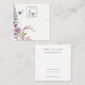 ピンク赤面ブルーベルフローラバンチネックレスディスプレイ スクエア名刺 (正面/裏面)