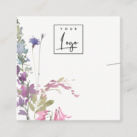 ピンク赤面ブルーベルフローラバンチネックレスディスプレイ スクエア名刺 (正面)