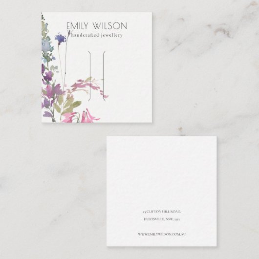 ピンク赤面ブルーベルフローラバンチヘアクリップディスプレイ スクエア名刺 (正面/裏面)