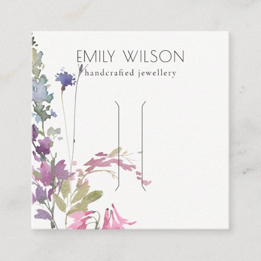 ピンク赤面ブルーベルフローラバンチヘアクリップディスプレイ スクエア名刺 (正面)