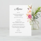 ピンク赤面ブルーミングフローラメニュー招待状 招待状 (スタンド正面)