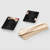 ピンク赤面ブルーミングフローラ結婚式 プログラムブラック ハンドファン (組立なし)