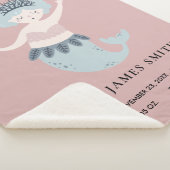 ピンク赤面ブルーリトルマーメイドベビー誕生統計 シェルパブランケット (3/4)