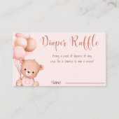 ピンク赤面ベアウォーター色おむつラッフルチケット エンクロージャーカード (正面)