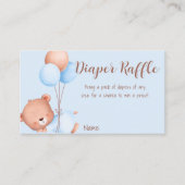 ピンク赤面ベアウォーター色おむつラッフルチケットen エンクロージャーカード (正面)