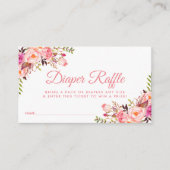 ピンク赤面ベビーシャワーおむつラッフルチケットカード エンクロージャーカード (正面)