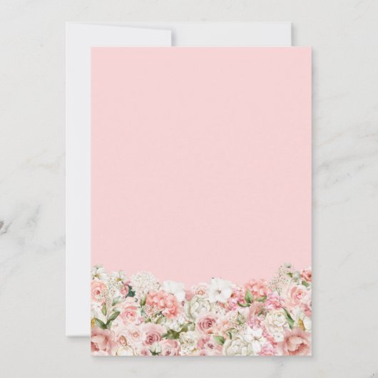 ピンク赤面ホワイトフラワーズキエレガントンセアニラ 招待状 (裏面)