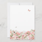 ピンク赤面ホワイトフローラバタフライキンセアニェラ 招待状 (裏面)