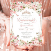 ピンク赤面ホワイトフローラバタフライキンセアニェラ 招待状