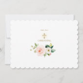 ピンク赤面ホワイトフローラフォトガール《キリスト教》洗礼式や命名式 招待状 (裏面)