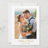 ピンク赤面ホワイトフローラ結婚金ゴールドの写真バック 招待状 (裏面)