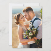 ピンク赤面ホワイトフローラ結婚金ゴールドの写真 招待状 (裏面)